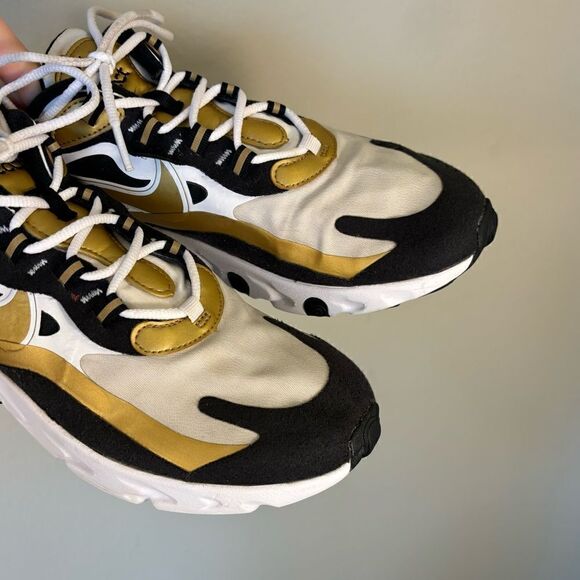 Nike Air Max 270 React Metallic Gold Sneakers Size 7.5 - Picture 11 of 14